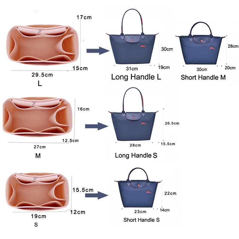 Bag Organizer, Bag Insert for Longchamp Le Pliage Size M