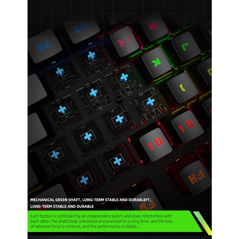 K550 punk mechanical keyboard USB wired green axis 87 key game e-sports ...