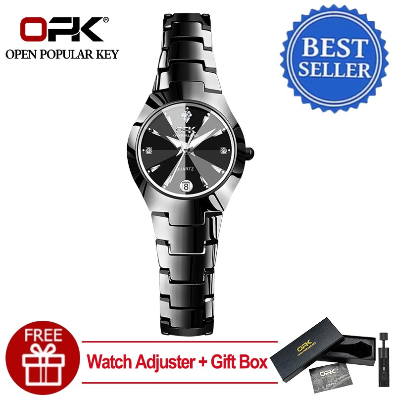 OPK Jam Tangan Perempuan Wanita Women's Watch Quartz Waterproof Black