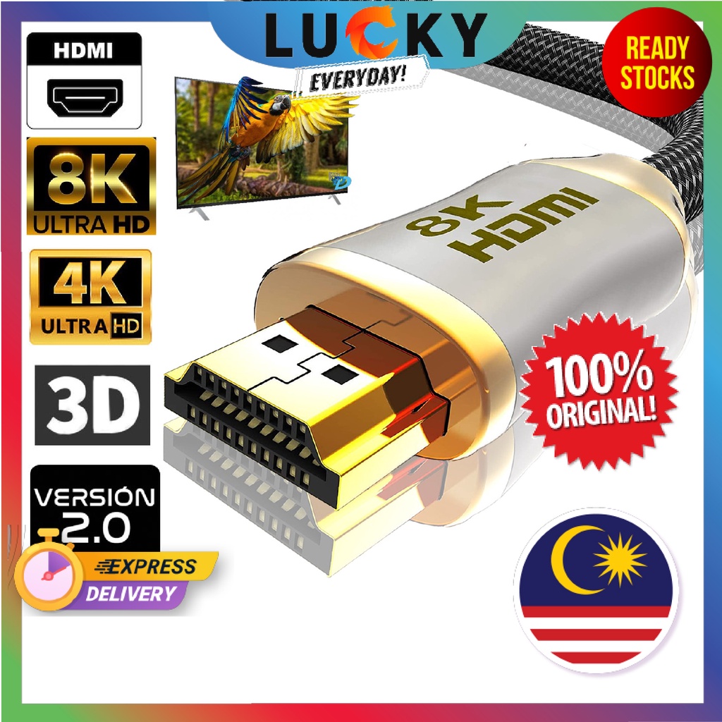 1080 3D 4K 8K HD UHD HDMI Cable v2.0/v2.1 2160p Gold Plate Head 1.5/3/5/10/15 Meter for PS3/3D UK/MYTV/LAPTOP
