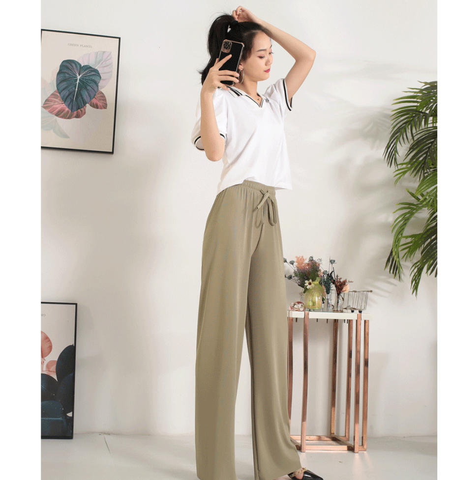 Ready Stock Women Casual Pants High Waist Elastic Waist Women