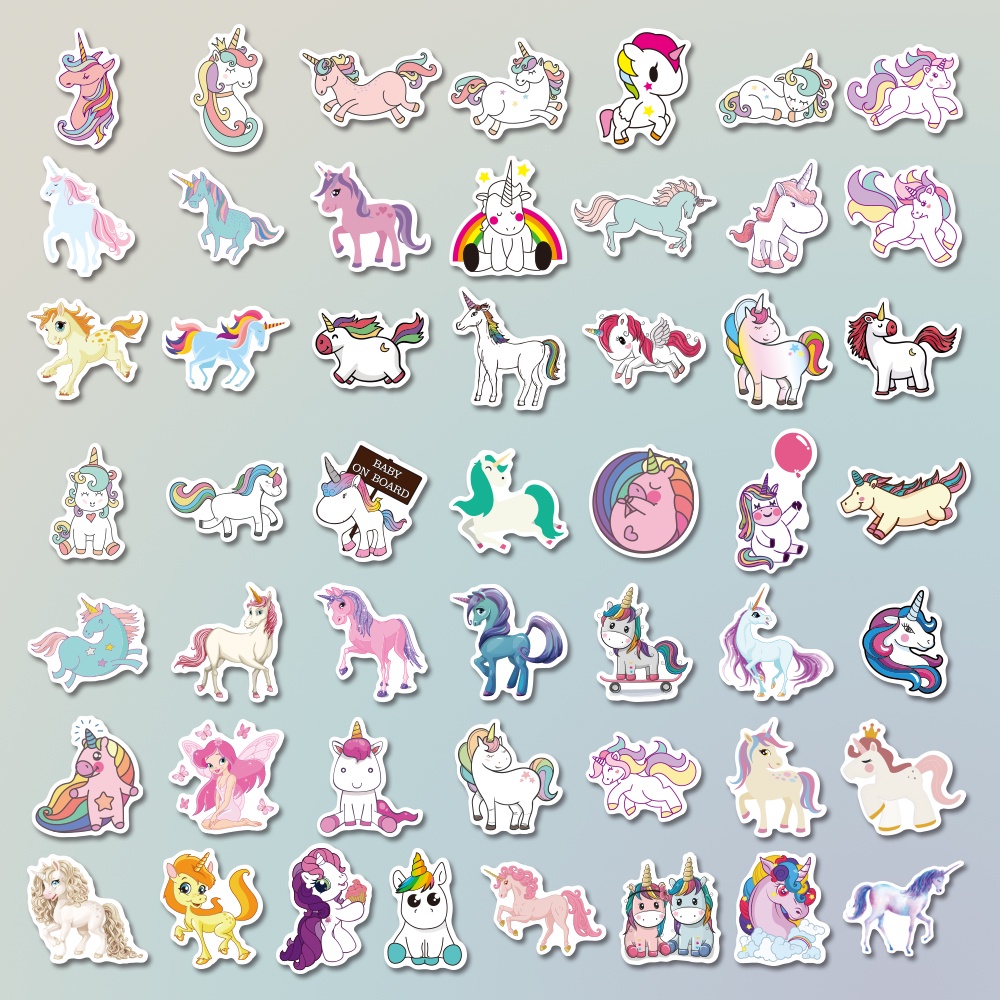 100pcs Cute Unicorn Stickers Guitar Skateboard Waterproof Cute