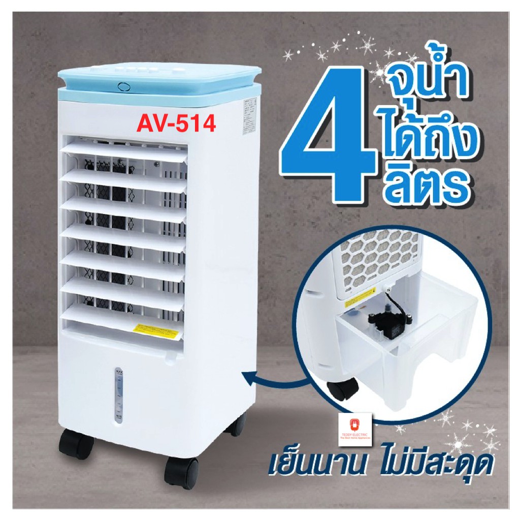 Kool+ พัดลมไอเย็น รุ่น AV-514 (จุ 4.5L แถมฟรี เจลเย็น4ขวด)คละสีฟ้าหรือ ...