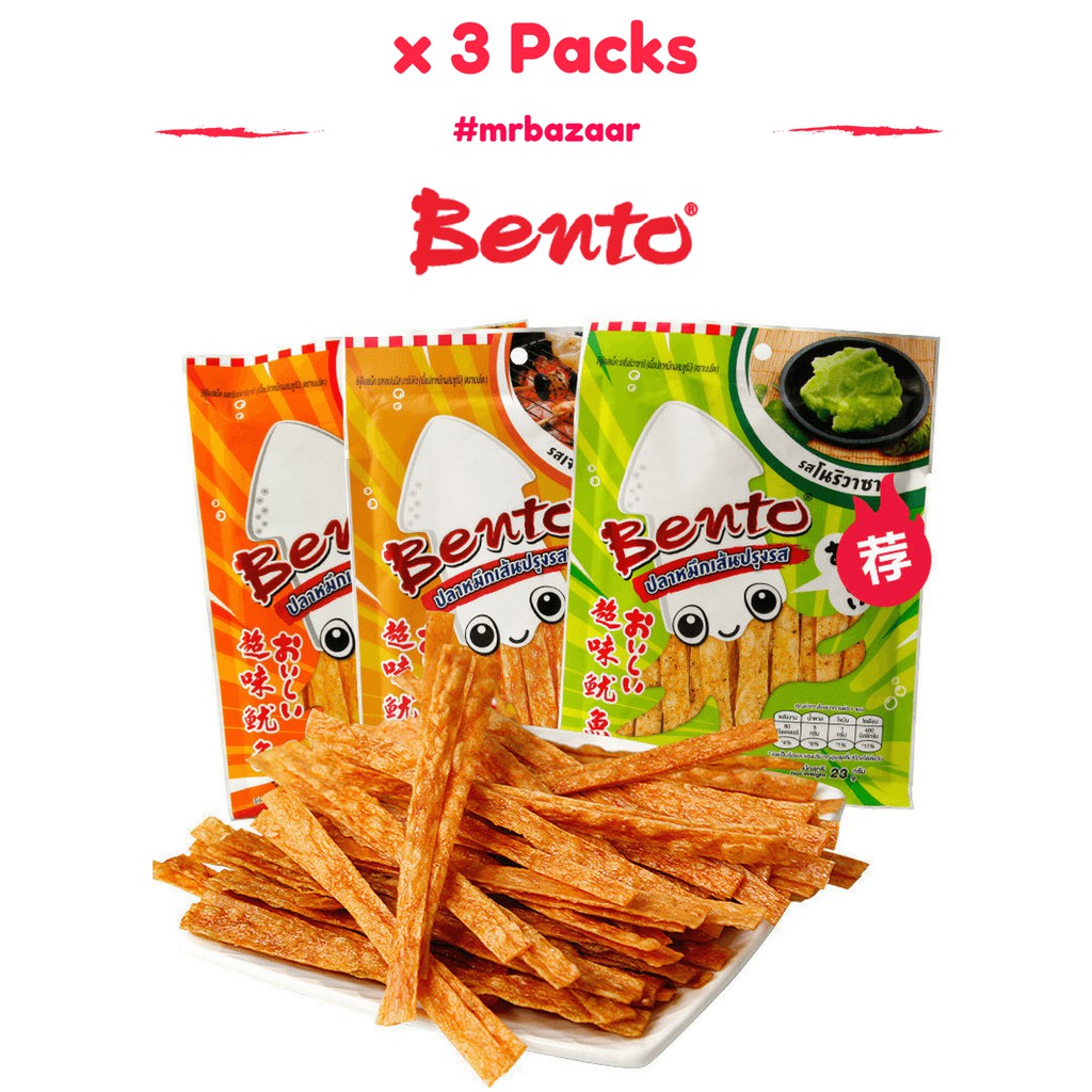 Bento Squid Stripes x 3 Packs (Spicy Teriyaki/Wasabi ...