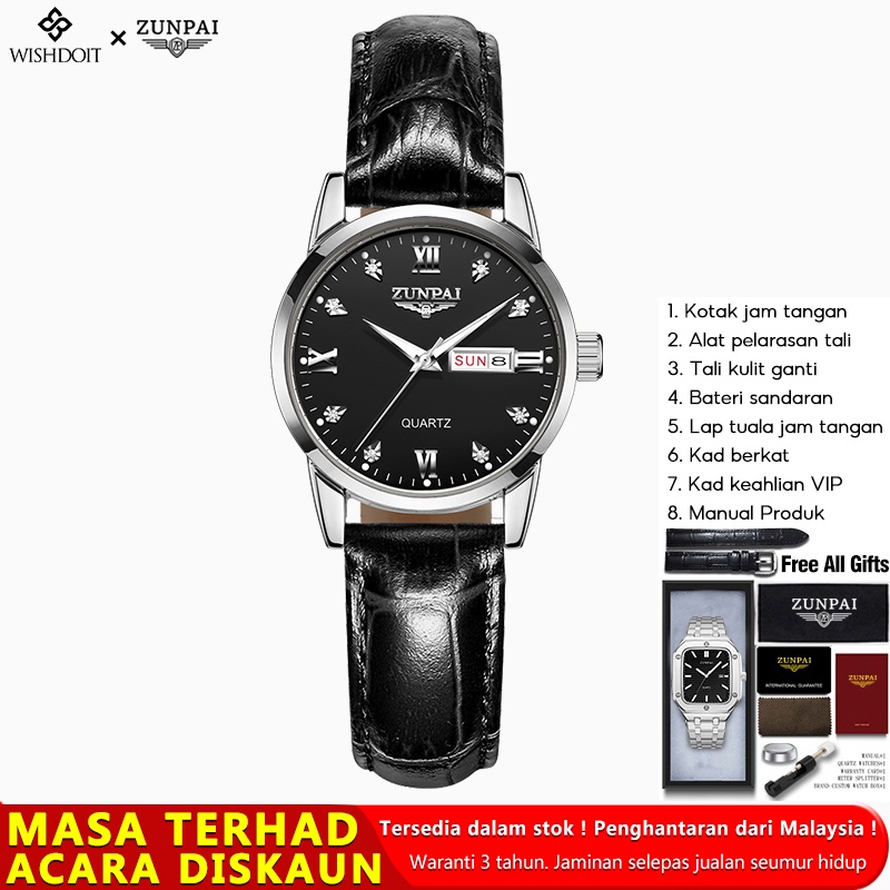 WISHDOIT×ZUNPAI Jam Tangan Wanita/Perempuan Original Waterproof Women's Watch Stainless Steel Leathe