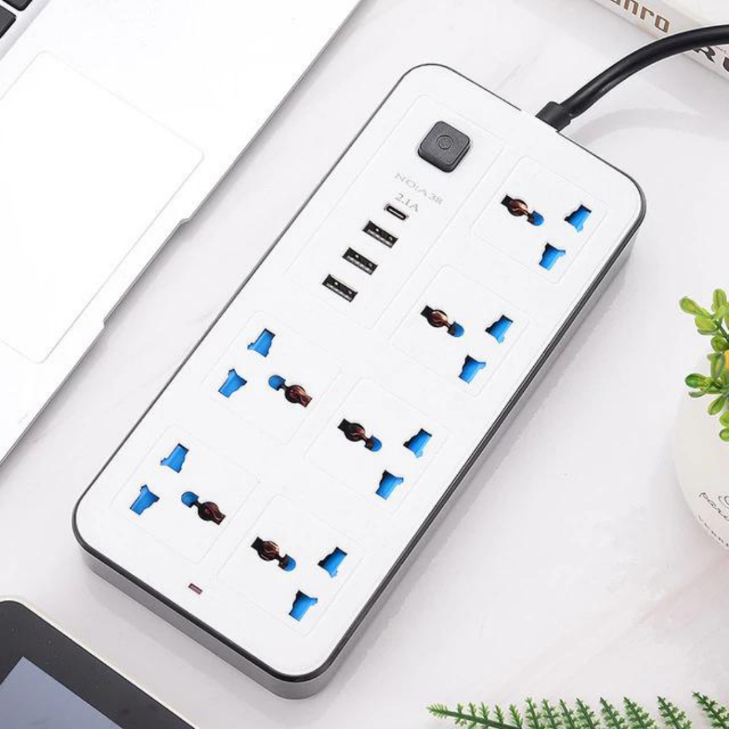 HEBAT NEW UNIVERSAL 3/5/6 Power Socket Square/Round Extension With 3/6 ...