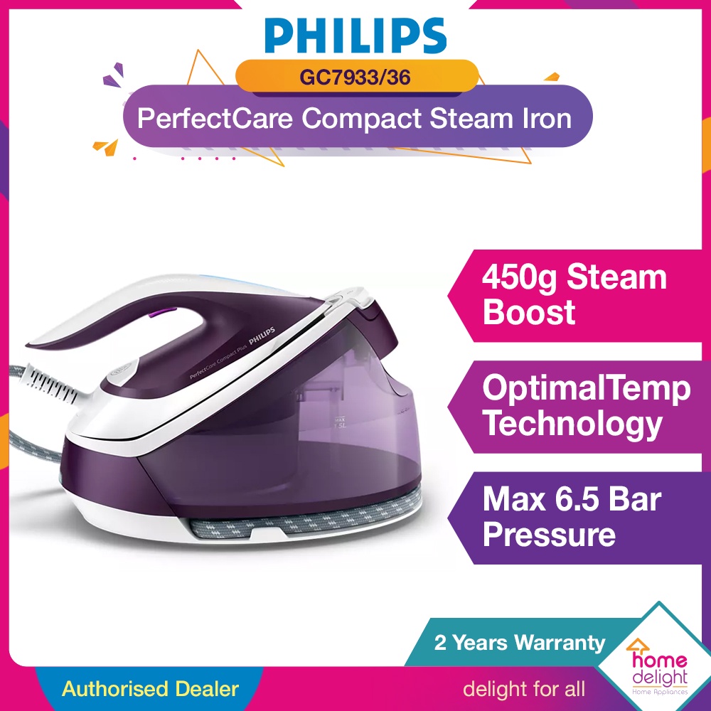 Philips PerfectCare Compact Steam Generator Iron, 1.5L Water Tank, Energy  Saving, ECO Mode, No Burns with OptimalTEMP Technology, SteamGlide  Soleplate (GC7840/26) : : Home & Kitchen