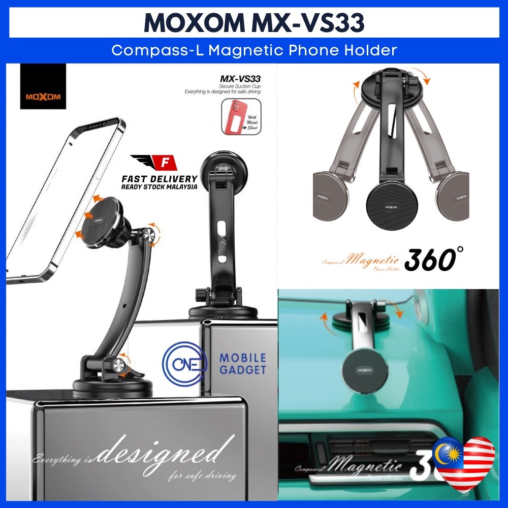 MOXOM MX-VS33 Compass-L 360 Rotating Magnetic Phone Holder Dashboard Car with Metal Sheet